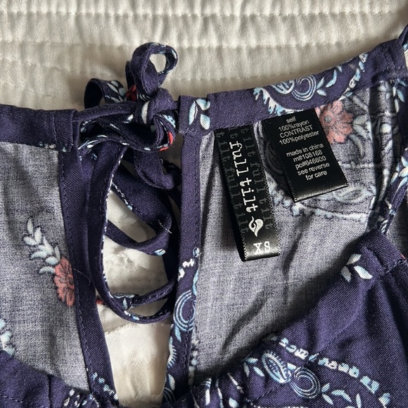 paisley print navy halter neck dress - Picture 4 of 7